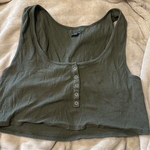 Wild Fable Dark Green Ribbed Tank Top